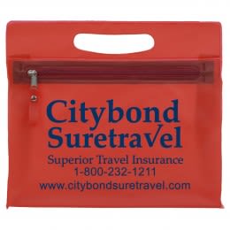 Imprinted Bermuda Zipper Vinyl Travel Pouch  - Frosted Red